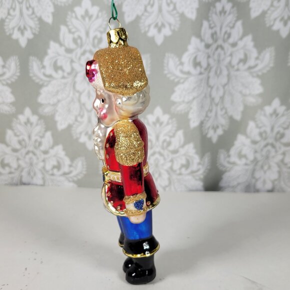 Vintage Hand Blown Glass Ornament Nutcracker with Glitter Accents  6.5" Tall - Picture 5 of 10